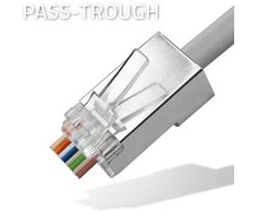 Qoltec Praėjimo kištukas RJ45 jungtis | CAT5e | FTP | PassThrough | Paauksuoti kontaktai | 10 vnt