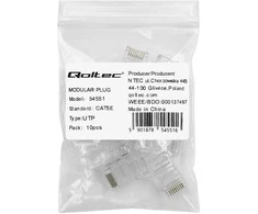 Qoltec Plug modulinė jungtis RJ45 | CAT5e | UTP | Paauksuoti kontaktai | 10 vnt