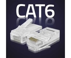 Tinklo laidas Kištukas jungtis modulinė rj45 cat6 utp paauksuota kontaktai 100 vienetų Qoltec