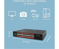 Šakotuvas Qoltec Przełącznik sieciowy SWITCH Gigabit Ethernet | 24x RJ45 | 2x SFP | 1000 Mb/s