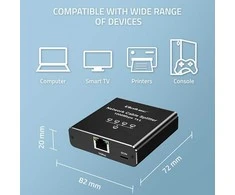 Šakotuvas Qoltec Rozdzielacz skirstytuvas Ethernet mini SWITCH 1x4 RJ45 | 1000Mb/s | USB-C | Aliuminis