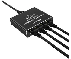 Šakotuvas „Qoltec Rozdzielacz“ skirstytuvas Ethernet mini jungiklis 1x4 RJ45 | 1000Mb/s | USB-C | Aliuminio