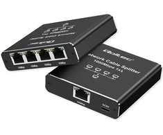 Šakotuvas Qoltec Rozdzielacz skirstytuvas Ethernet mini SWITCH 1x4 RJ45 | 1000Mb/s | USB-C | Aliuminis