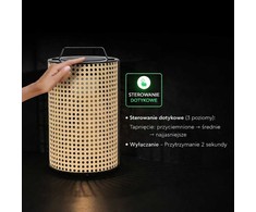 1,2W LED pastatomas įkraunamas lauko šviestuvas, medžio/juodos sp., 2800-3200K, dimeriuojamas, su saulės baterija