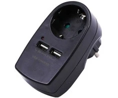 V-tac Kištukinis lizdas, 2 usb jungtys, juodas, DC:5V, 2.1A