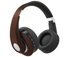 Bluetooth ausinės V-TAC, reguliuojamu lankeliu, rudos spalvos.