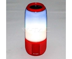 V-tac Bluetooth kolonėlė su 6W LED šviesomis, USB jungtimi, raudona. Yra TransFlash kortelės vieta, 5V, IP20, neatspari drėgmei.
