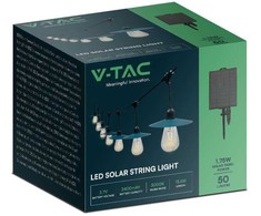 V-tac 3W LED girlianda su saulės baterija, 15 lempučių, 3000K, IP44