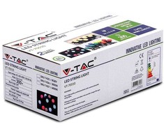 V-tac 10x0,50W LED lempučių juosta - girlianda su EURO jungtimi, IP44, RGB, laido ilgis 5m