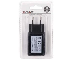 USB CQ3.0 adapteris į kištukinį lizdą, juodas, 5V, 3A. Po 2vnt. pakuotėje