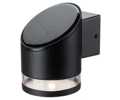 Sieninis šviestuvas V-tac 1W LED sieninis lauko šviestuvas su saulės baterija, juodas, 3000K, IP54