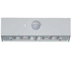 Sieninis šviestuvas V-tac 3W LED paviršinis šviestuvas su saulės baterija ir judesio davikliu, baltas, 3000/4000K