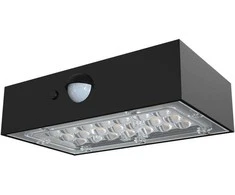 Sieninis šviestuvas V-tac 3W LED paviršinis šviestuvas su saulės baterija ir judesio davikliu, juodas, 3000/4000K