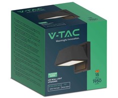 V-tac 15W LED sieninis šviestuvas, juodas, 3000K, IP65, šviečia į viršų ir į apačią