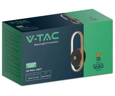 V-tac 15W LED sieninis šviestuvas, juodos/žalvario sp., 3000K, IP54