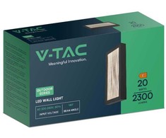 V-tac 20W LED sieninis šviestuvas, juodas, 3000K, IP65