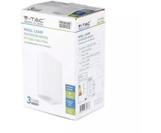 Sieninis šviestuvas Sieninis lauko šviestuvas V-TAC, IP44, GU10, baltas, apvalus, šviečia dviem kryptim.