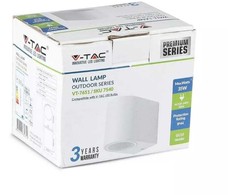 Lubinis šviestuvas Sieninis lauko šviestuvas V-TAC, IP44, GU10, baltas, apvalus, šviečia viena kryptim.