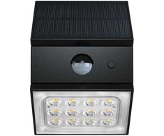 Sieninis šviestuvas V-tac 2,5W LED sieninis įkraunamas šviestuvas su saulės baterija ir judesio davikliu, juodas, 3000/4000/6000K, IP65