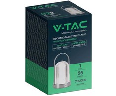 V-tac 1W LED įkraunamas stalinis šviestuvas, chromo sp. korpusu, 3000/6000K, dimeriuojamas