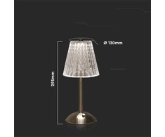 V-tac 3W LED įkraunamas stalinis šviestuvas, nikelio sp. korpusu, 3000/6000K, dimeriuojamas