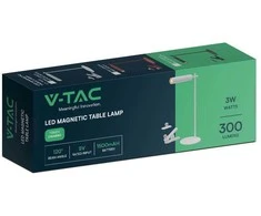 V-tac 3W LED įkraunamas magnetinis stalinis/sieninis šviestuvas, baltas, 4000K, dimeriuojamas