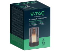 V-tac 2W LED stalo šviestuvas - žvakė, juodos/dūmų sp., 3000K, įkraunamas, dimeriuojamas