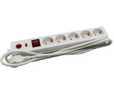 Ilgintuvas 5-vietis V-TAC, su jungikliu, (3G1.5MMX1.4M), baltos spalvos