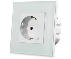 V-tac Kištukinis lizdas WIFI, balto stiklo apdaila, suderinamas su AMAZON ALEXA ir GOOGLE HOME