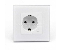 V-tac Kištukinis lizdas WIFI, balto stiklo apdaila, suderinamas su AMAZON ALEXA ir GOOGLE HOME
