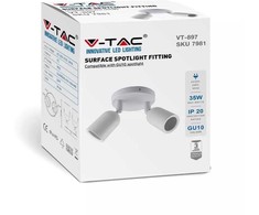 Lubinis šviestuvas Dvigubas paviršinis akcentinis šviestuvas V-TAC, GU10, baltas