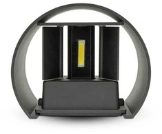 Lubinis šviestuvas Bikuvalt 6W LED sieninis šviestuvas, juodu korpusu, 3000K, apvalus, IP65