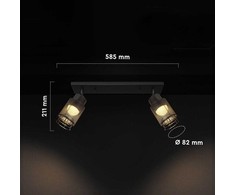 2x6W LED lubinis šviestuvas, juodas, 3000K