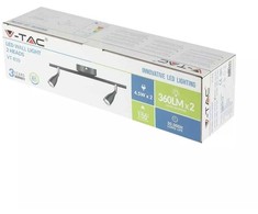 2 x 4,5W LED sieninis šviestuvas V-TAC, juodas, 3000K (šiltai balta)