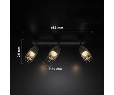 3x6W LED lubinis šviestuvas, juodas, 3000K