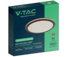 Lubinis šviestuvas 36W LED paviršinis šviestuvas, baltos/rudos sp., 3000/4500/6500K, dimeriuojamas