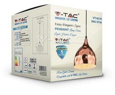 V-tac Pakabinamas šviestuvas, E27, 17cm, rožinio aukso sp.