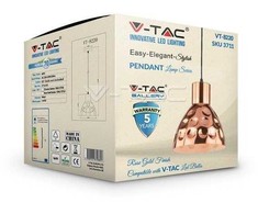 V-tac Pakabinamas šviestuvas, E27, 22cm, rožinio aukso sp.