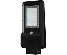 V-tac 20W LED gatvės šviestuvas su saulės baterija ir judesio davikliu, juodas, 3000/4000/6000K, 140°x70°