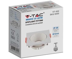 GU10 lemputės rėmelis V-TAC, baltas, su reflektoriumi