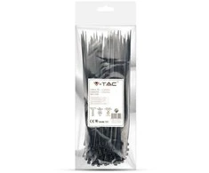 Opaski zaciskowe V-TAC 2.5x200mm juoda 8kg Nylon66 (pakuotė. 100szt)