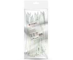 Opaski zaciskowe V-TAC 3.5x150mm balta 18kg Nylon66 (pakuotė. 100szt)