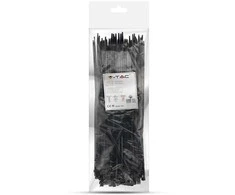Opaski zaciskowe V-TAC 3.5x300mm juoda 18kg Nylon66 (pakuotė. 100szt)
