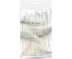Opaski zaciskowe V-TAC 4.5x150mm balta 22kg Nylon66 (pakuotė. 100szt)