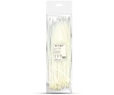 Opaski zaciskowe V-TAC 4.5x300mm balta 22kg Nylon66 (pakuotė. 100szt)