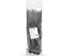 Opaski zaciskowe V-TAC 4.5x300mm juoda 22kg Nylon66 (pakuotė. 100szt)