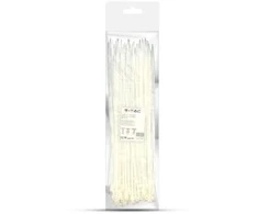Opaski zaciskowe V-TAC 4.5x350mm balta 22kg Nylon66 (pakuotė. 100szt)
