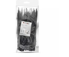 Opaski zaciskowe V-TAC 4.8x200mm juoda 22kg Nylon66 (pakuotė. 100szt)