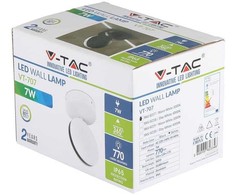 V-tac 7W LED sieninis šviestuvas, baltas, IP65, 4000K