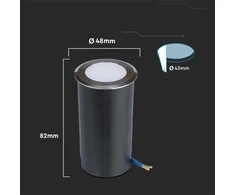 V-tac 1W LED įleidžiamas į žemę šviestuvas, sidabro sp., 3000K, IP67
